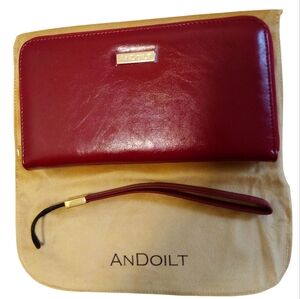 Andoilt Women’s Leather Zip Around Wristlet RFID Blocking Inside Zippered Pocket